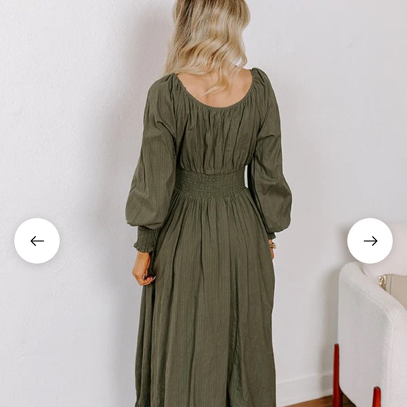 SUNSET VIEWS BUTTON DOWN MIDI IN OLIVE M - Picture 7 of 10